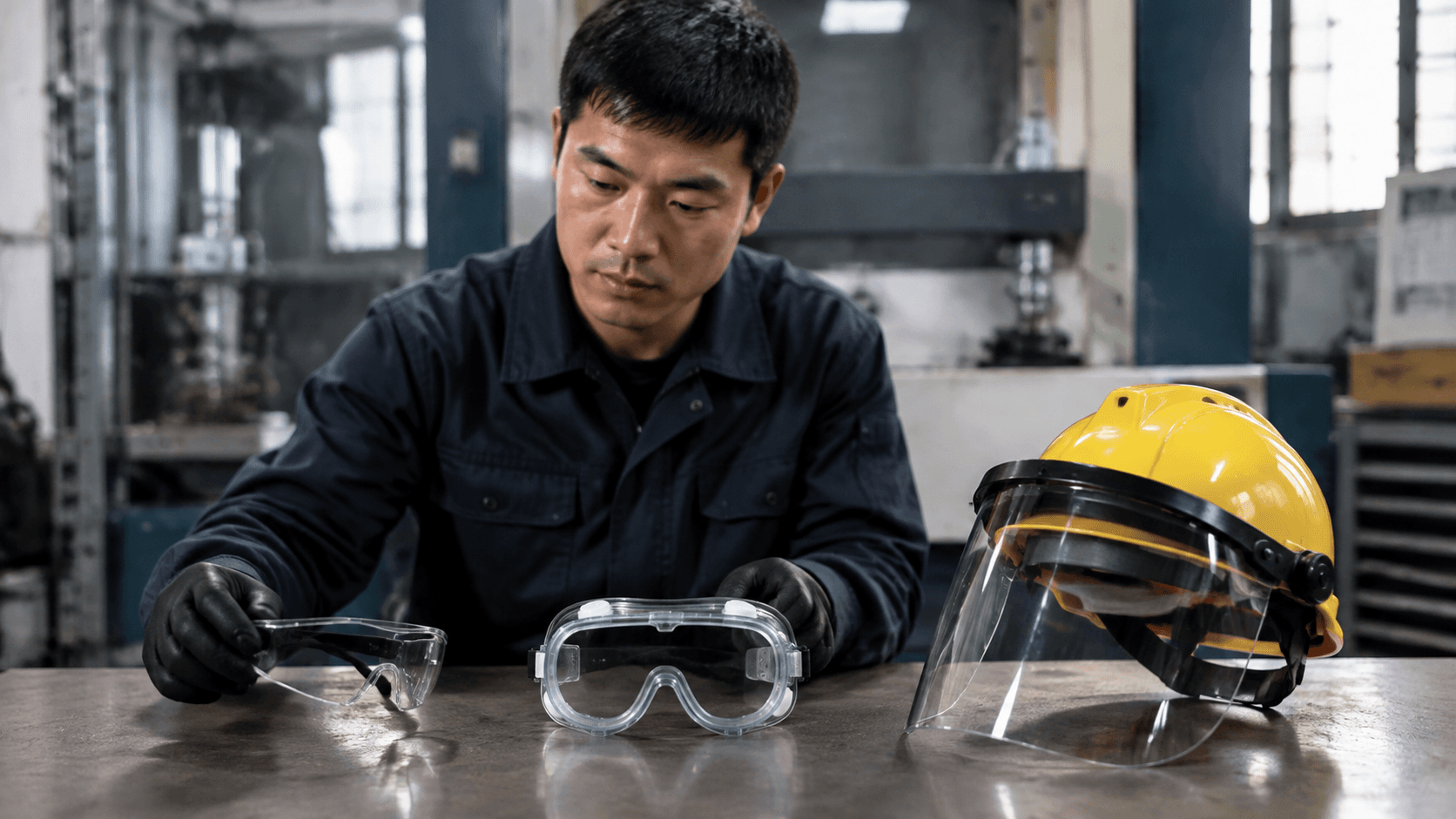 Illustrative industrial eye and face protection equipment