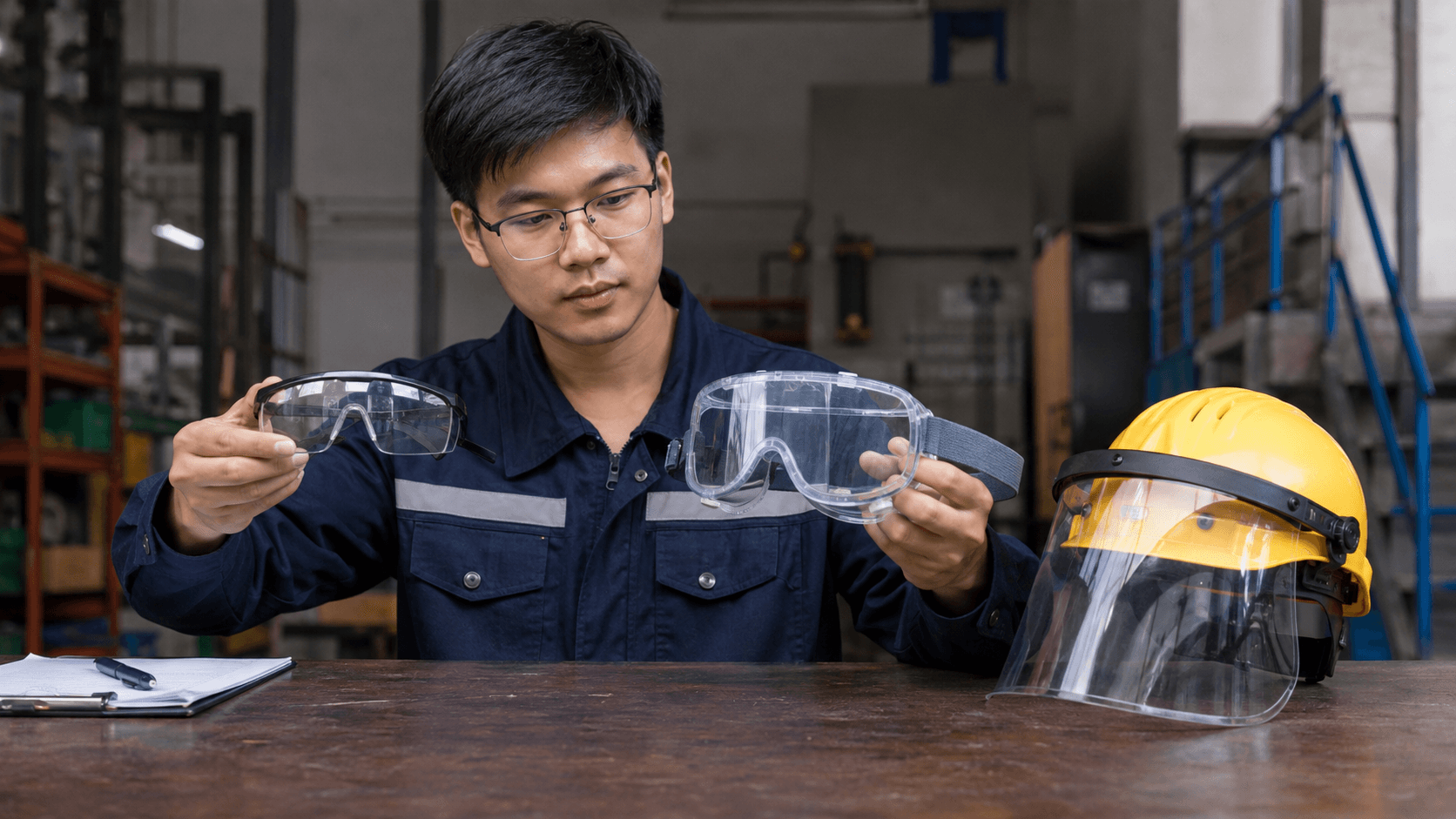 Illustrative industrial eye and face protection equipment