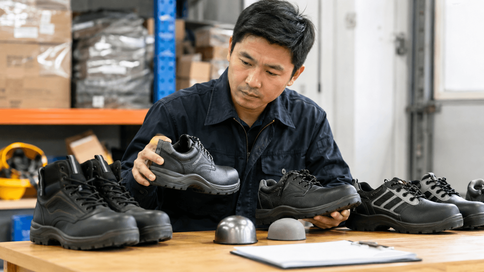 Related illustrative safety footwear product or worksite image; not a model-specific test photograph