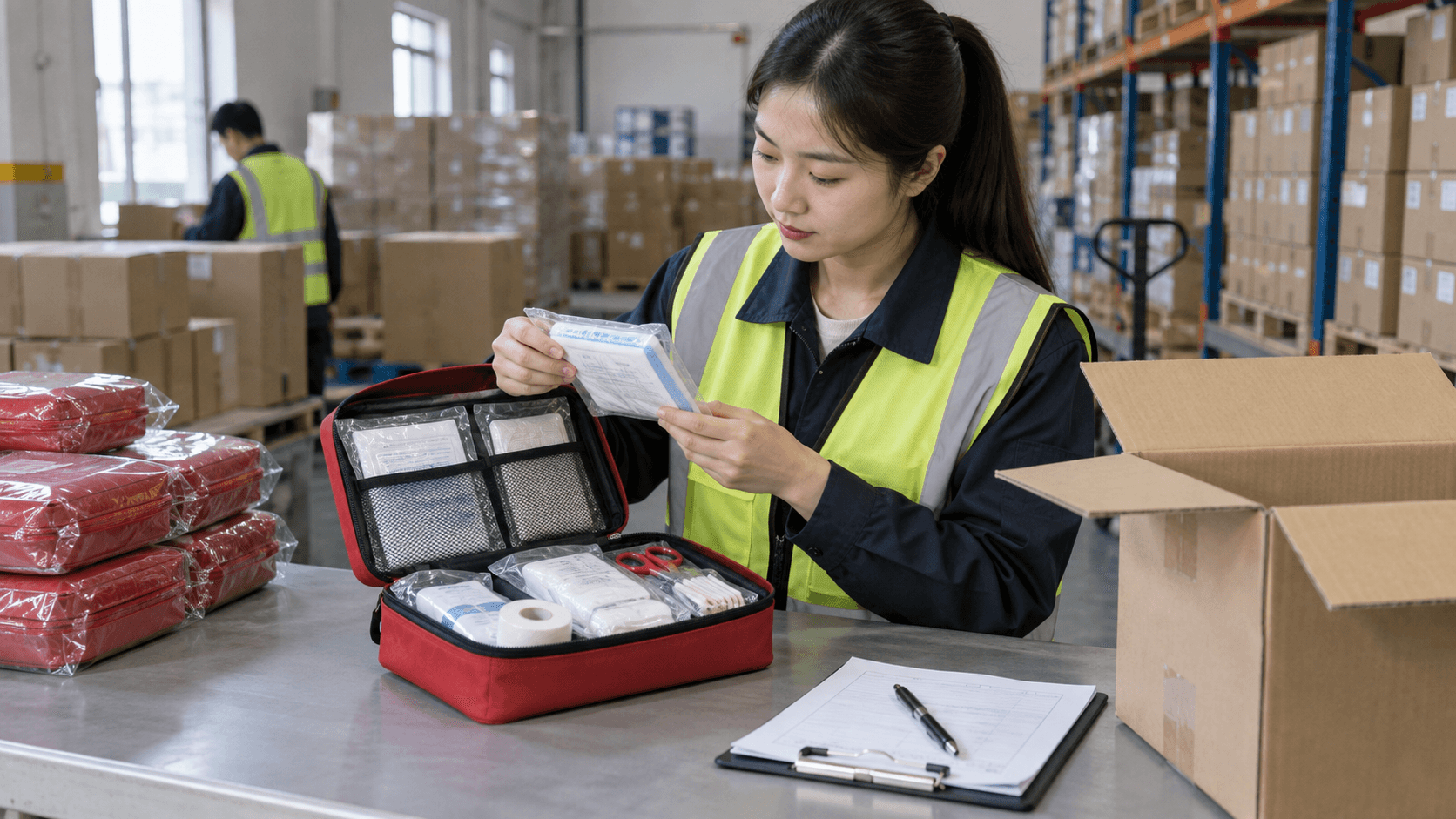 Illustrative workplace first aid supplies